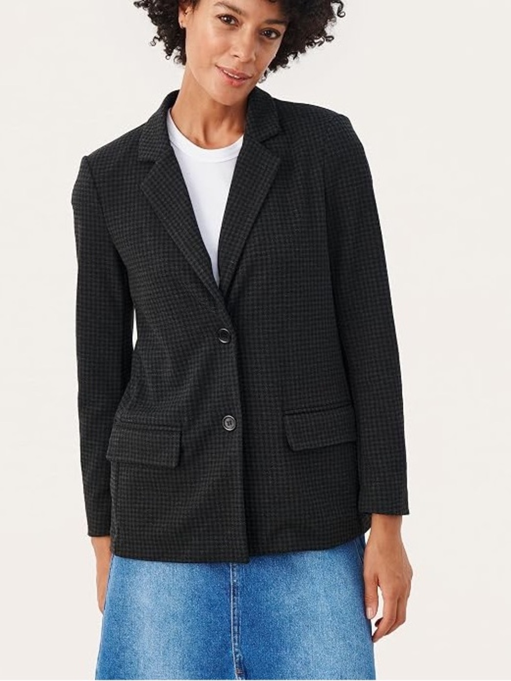 PART TWO Victoriana Dark Grey Houndstooth Check Tailored Blazer NWT Size 8